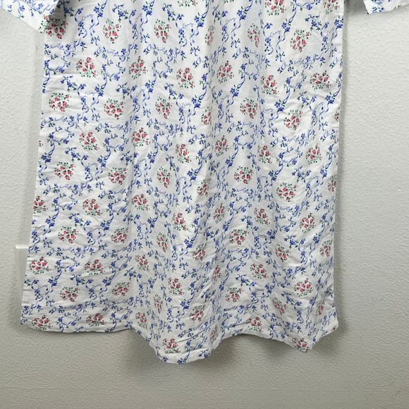 Lanz of Salzburg Nightgown Size XS Cotton White Floral Long Lounge Sleepwear PJs - Picture 6 of 13